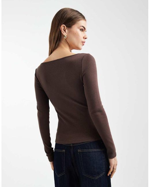 New Look Brown Button Down Long Sleeve Top