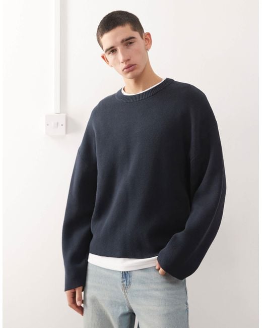 Weekday Blue Boxy Oversized Jumper for men