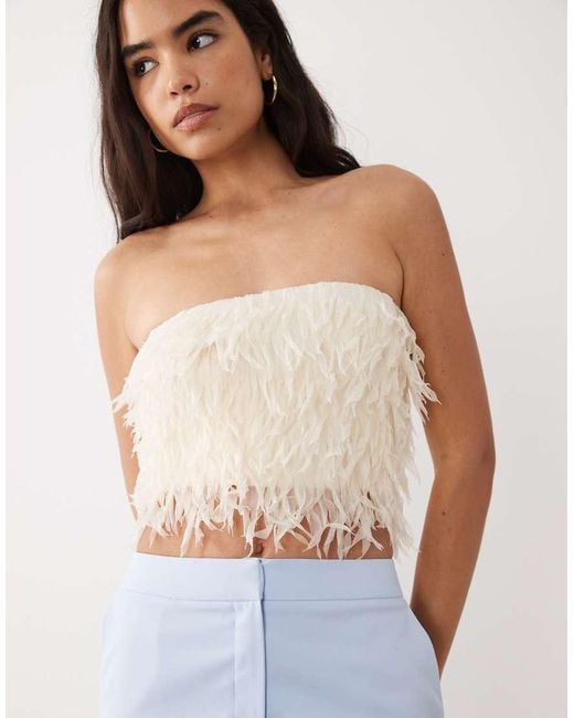 Mango White Textured Off Shoulder Top