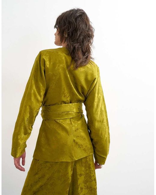 TOPSHOP Yellow Jacquard Kimono