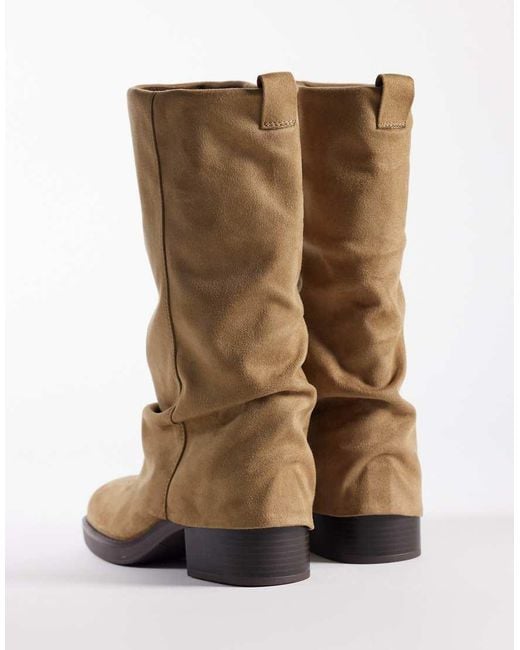 ASOS Natural Carrie Fold Over Slouch Boot