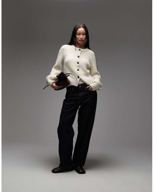 & Other Stories Gray Alpaca And Wool Chunky Knit Cardigan With Balloon Sleeves