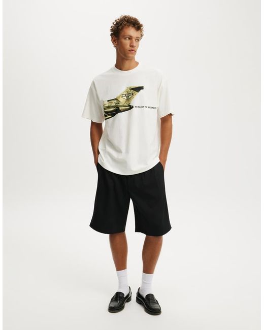 Cotton On White Box Fit Premium Music T-Shirt for men