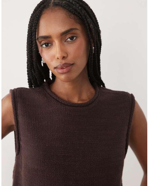 Abercrombie & Fitch Brown Knitted Pointelle Shell Top