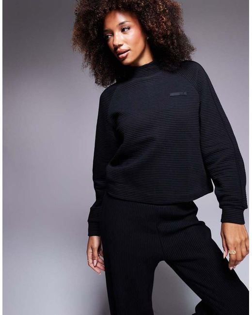 EA7 Blue Co-ord Ribbed Funnel Neck Sweatshirt