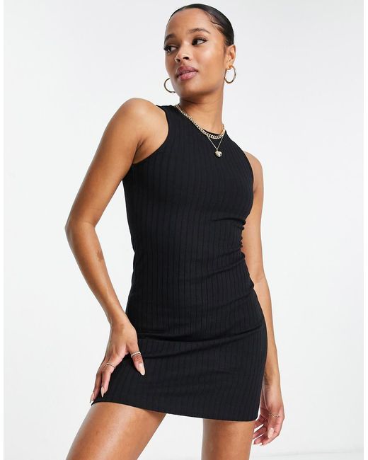 Pieces Black Ribbed Bodycon Mini Dress