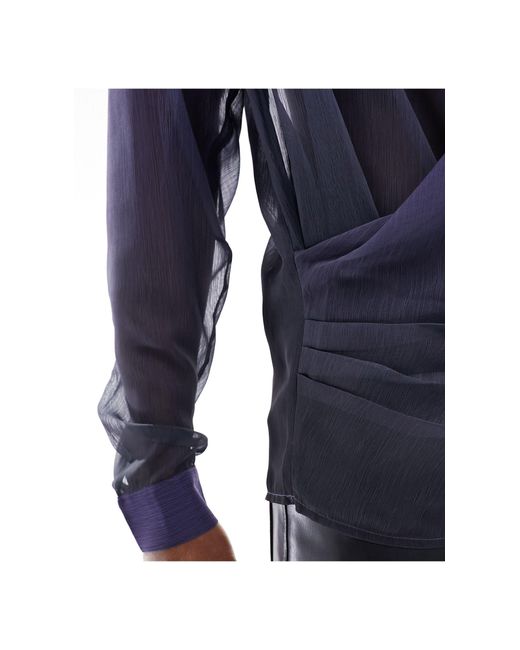 ASOS Purple Sheer Ombre Wrap Shirt for men