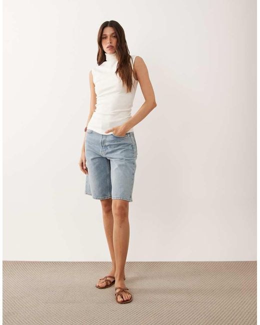 ASOS Blue Funnel Neck Tank Top