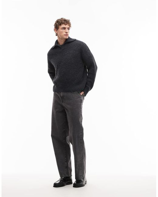 Weekday Blue Boxy Polo Knit Jumper for men