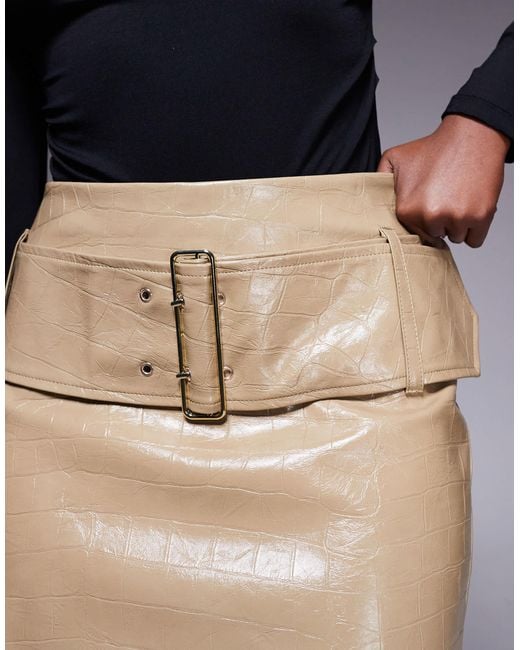 River Island Gray Faux Leather Pocket Detail Mini Skirt