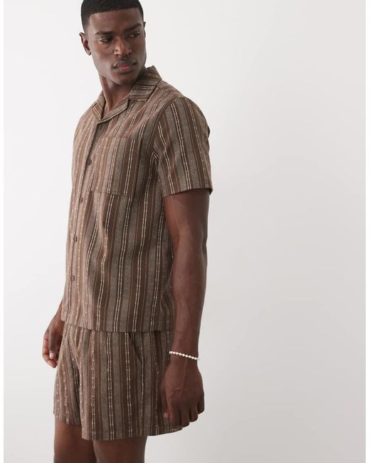 ASOS Brown Co-ord Wide Mid Length Elasticated Short for men