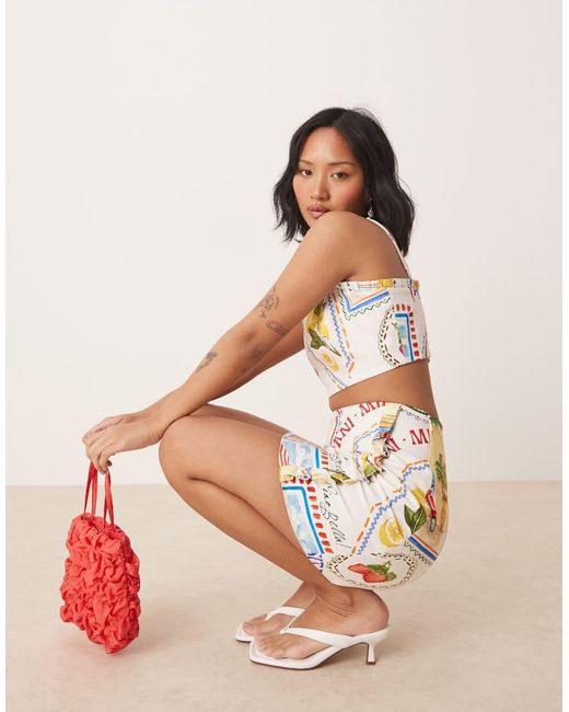 Forever New Mini Rok Met Print, Deel Van Co-Ord Set in het White