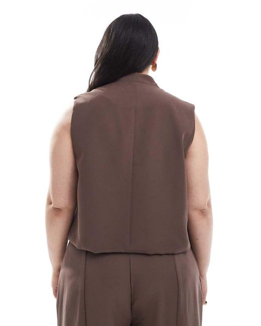 Pieces Plus Brown Pieces Curve Tailored Waistcoat Co-Ord