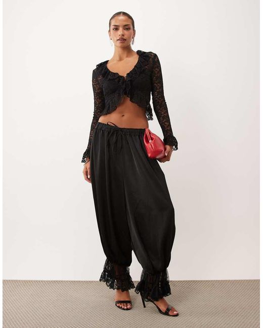 Lioness Black Ruffle Lace Long Sleeve Top Set