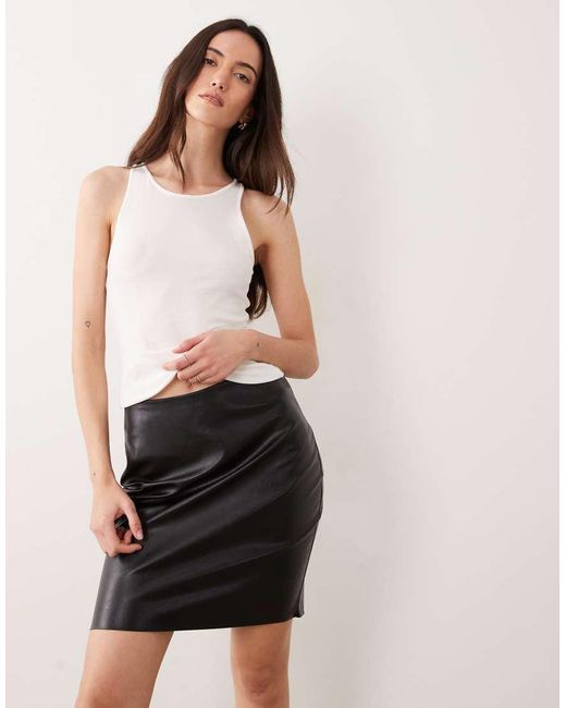 Vila Natural Faux Leather Mini Skirt