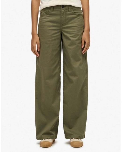 Superdry Green Mid Rise Baggy Chino