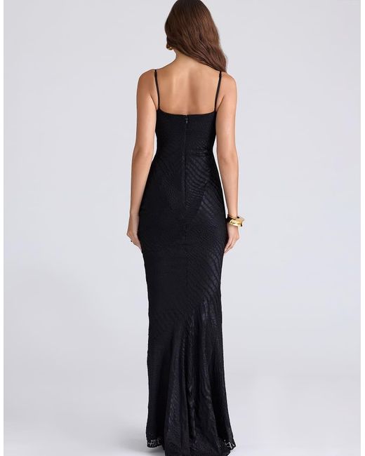 House Of Cb Blue Nalani Burnout Satin Maxi Gown