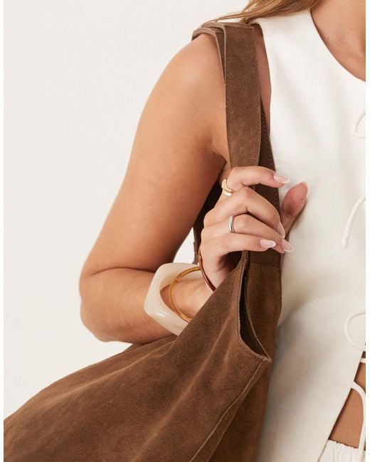 ASOS Brown – lässige tragetasche aus wildleder