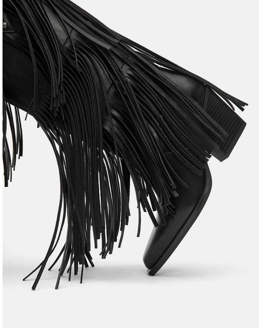 Pull&Bear Black Fringe High-Heel Boots