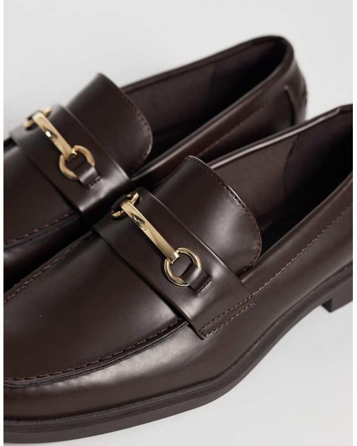 ASOS Brown Penny Loafers With Snaffle for men