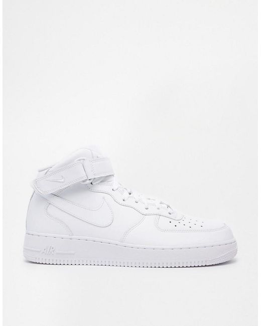 Nike Lace Air Force 1 Mid '07 Trainers In White 315123-111 for Men ...
