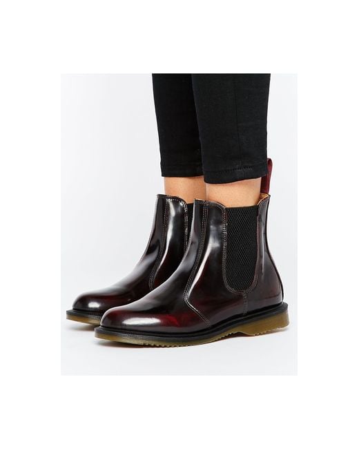 Dr. Martens Red Kensington Flora Burgundy Chelsea Boots