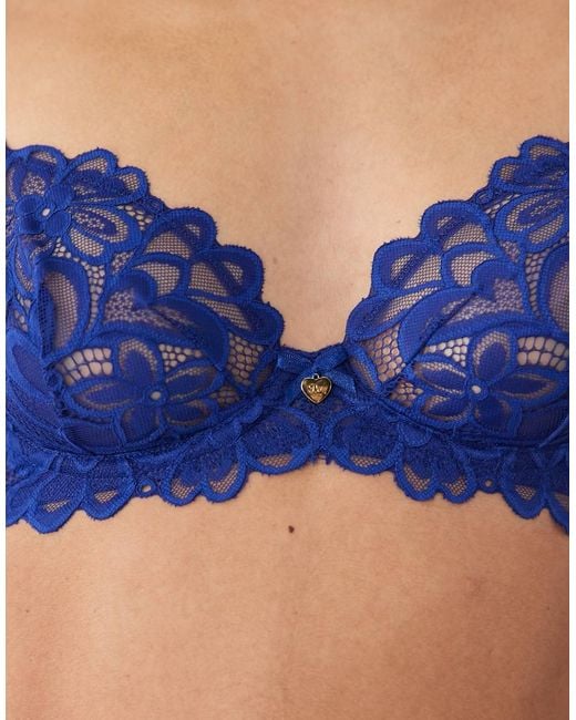 Boux Avenue Blue Heidi Lace Non Padded Plunge Bra