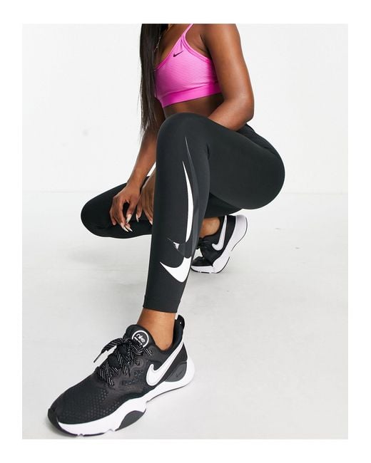 Nike Black Dri-fit Swoosh Run 7/8 leggings