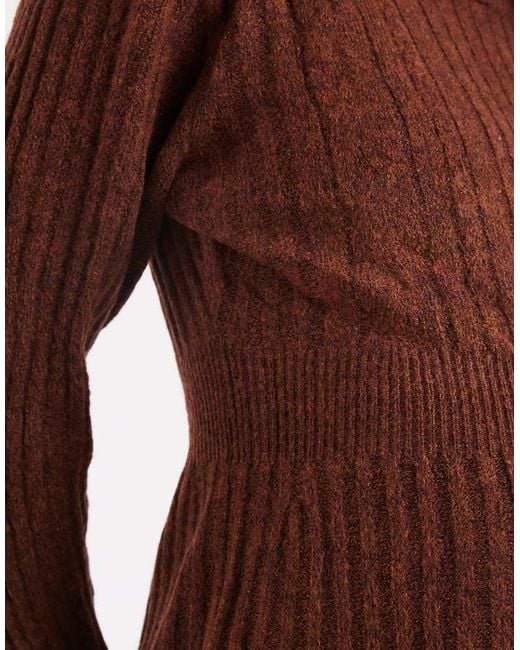 Mama.licious Brown Mamalicious Maternity Ribbed Knitted Fit And Flare Mini Dress