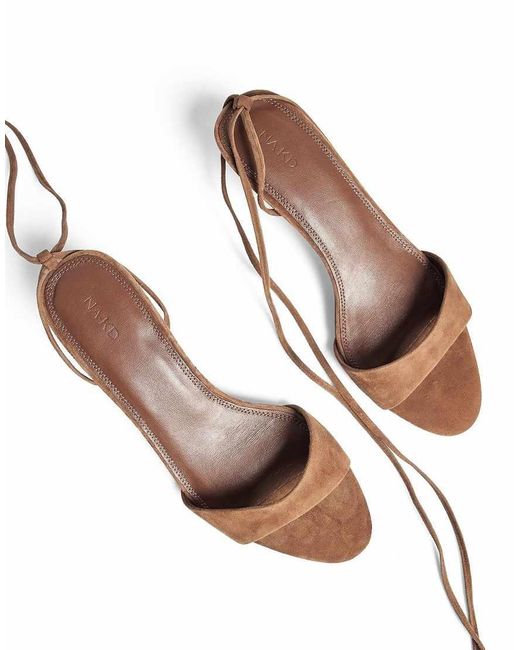 NA-KD Brown Suede Ankle Strap Heels