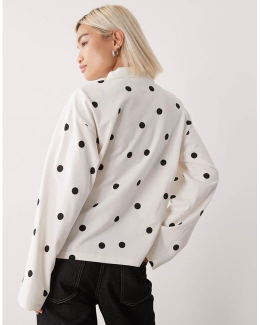 Monki Natural – langärmliges rugby-polohemd