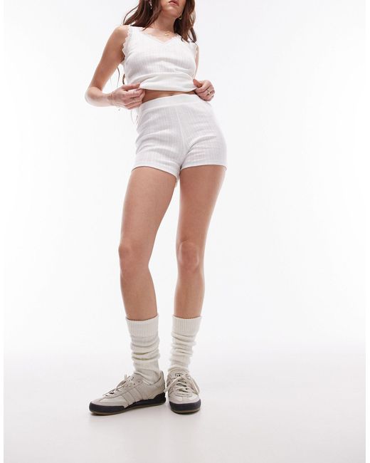 TOPSHOP White – pointelle-shorts