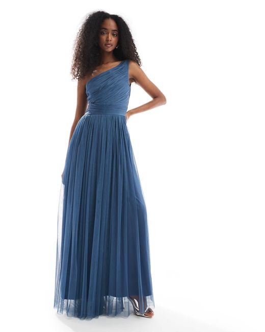 L'invitée - robe longue et asymétrique - profond LACE & BEADS en coloris Blue