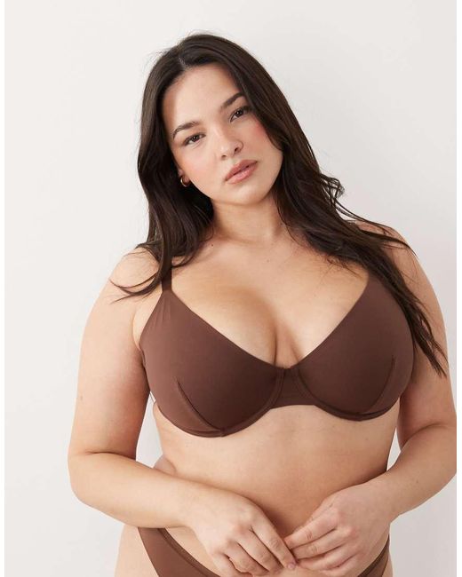 ASOS Brown Asos Design Curve Carla Smoothing Underwire Bra
