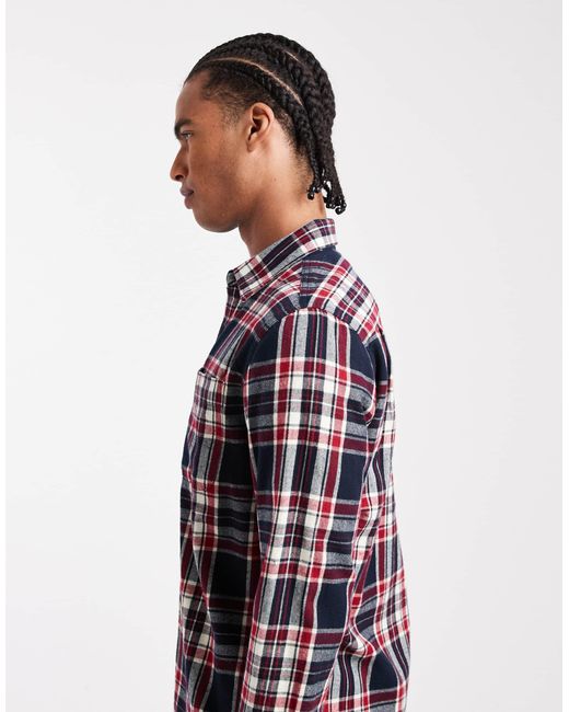 Superdry – langärmliges holzfällerhemd aus baumwolle in Red für Herren