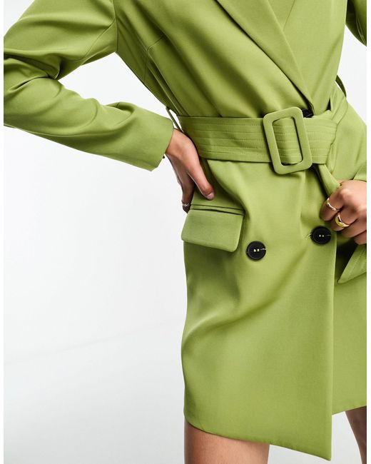 4th & Reckless Belted Blazer Dress in Green | Lyst