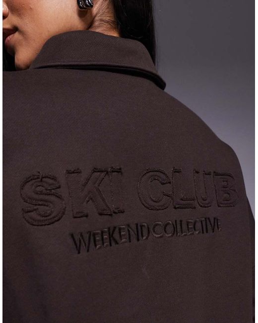 ASOS Gray Weekend Collective Heavyweight Sweatshirt With Ski Club Graphic