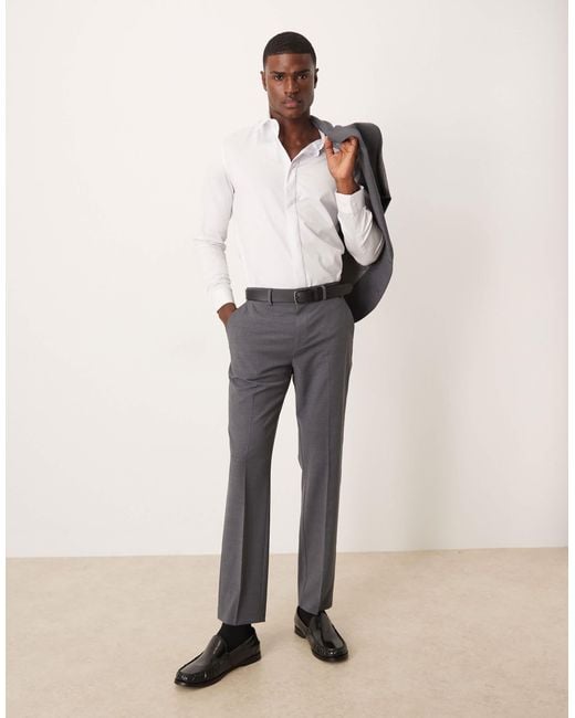 ASOS Natural Washable Wool Slim Suit Trouser for men
