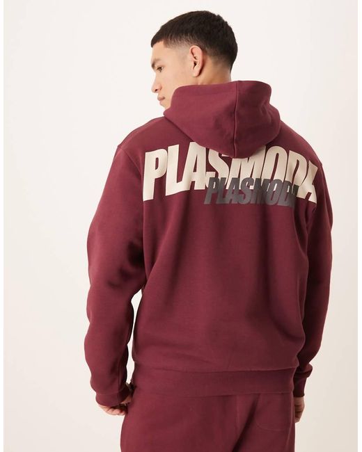 Sudadera Burdeos Extragrande Con Capucha Y Estampado De Texto De (Parte De Un Conjunto)-Rojo ASOS de hombre de color Red