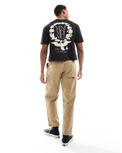 T-shirt taglio corto comoda nera con stampa rinascimentale sul retro di ASOS in Gray da Uomo
