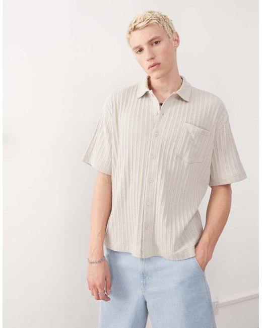 Weekday White Jersey Ribbed Shirt for men