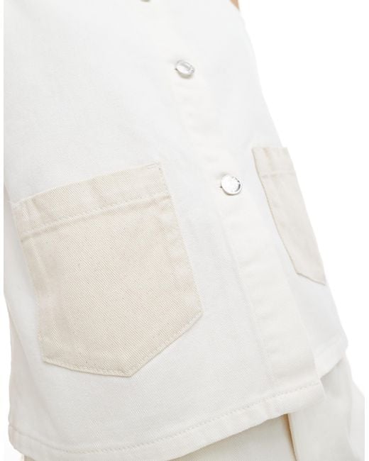 ASOS White Denim Button Down Tank Top With Contrast Pockets Co-ord