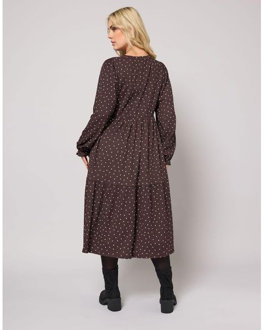 Yours Clothing Brown Polka Dot Maxi Dress