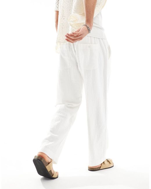 Abercrombie & Fitch White Breezy baggy Fit Pull On Trousers for men