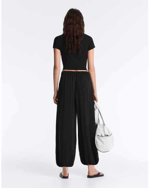 Oysho Black 100% Cupro Bloomer Trousers