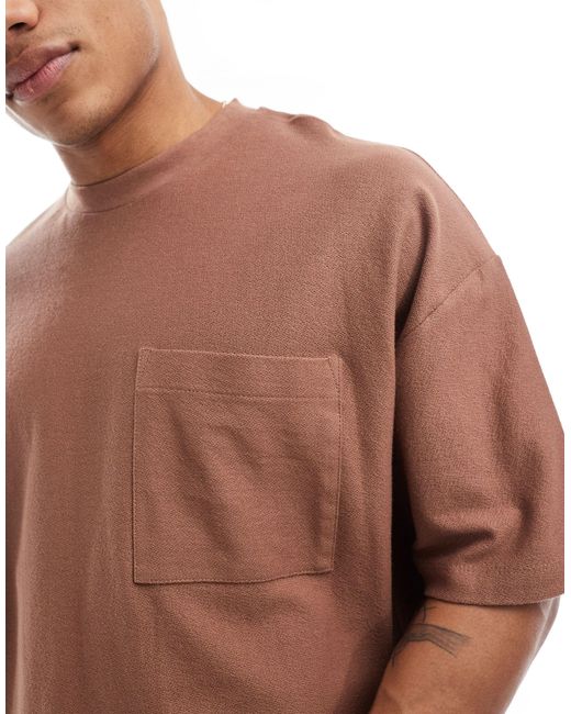 ASOS – locker geschnittenes bouclé-t-shirt in Brown für Herren