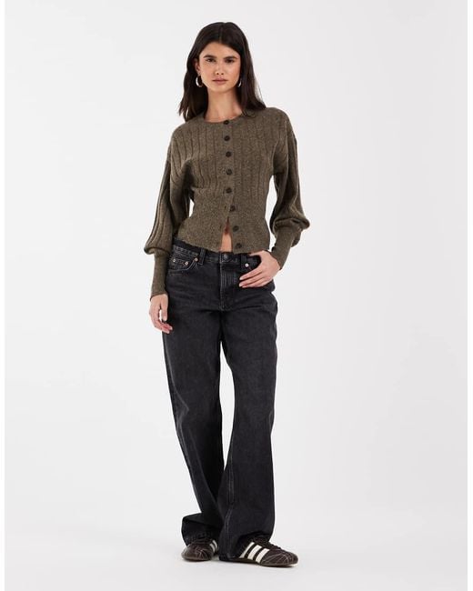 Noisy May Brown Cinched Cardigan