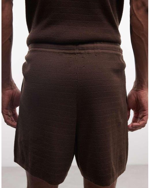 ASOS Brown Knitted Airtex Shorts for men