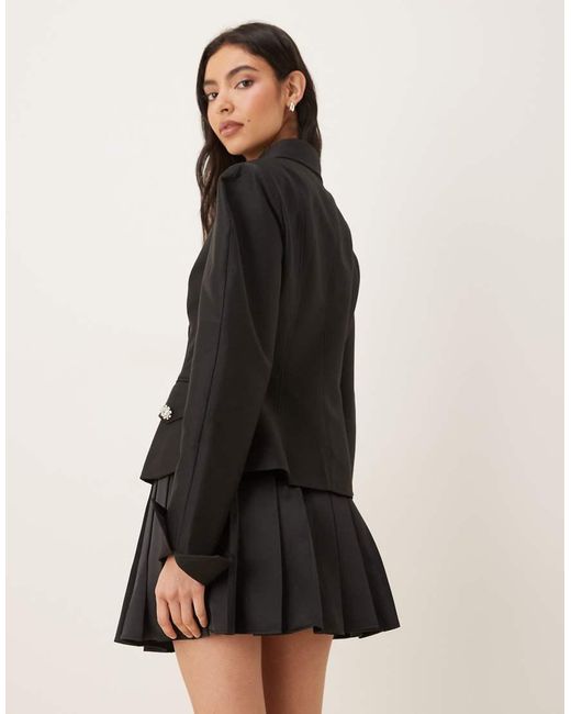 JW PEI Black Satin Pleated Mini Skirt Co-Ord