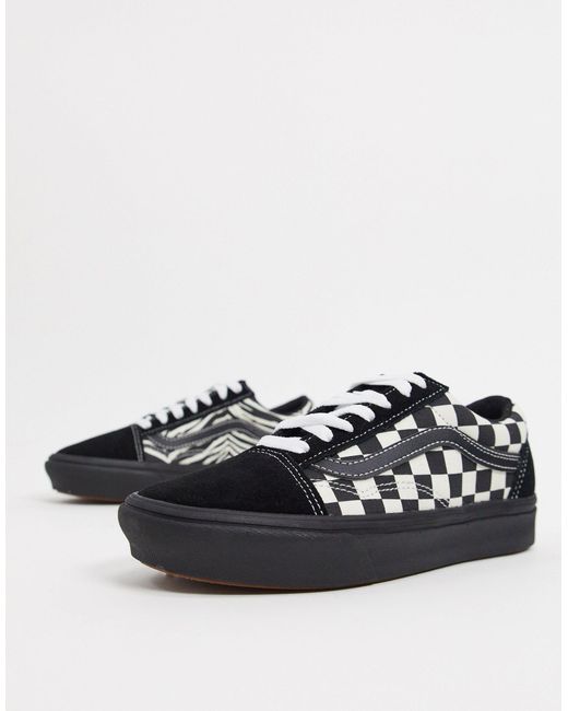 Vans Comfycush Old Skool Platform Zebra Sneakers in Black Lyst UK